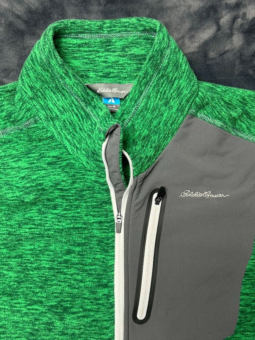 Mens Eddie Bauer First Ascent Half Zip Pullover M Fleece Green Heather